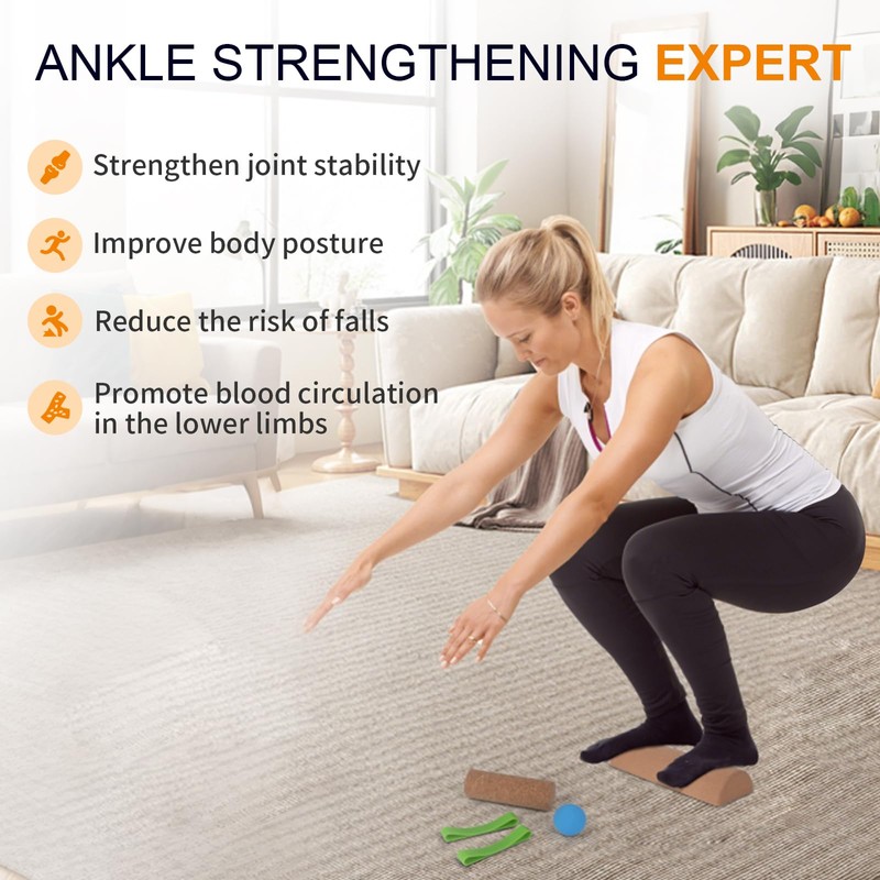 Craftspire Cork Balance Board Ankle Stability Trainer, Textured Natural Cork