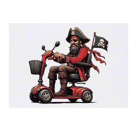 'Pirate On Mobility Scooter' Temporary Tattoo - Water Resistant, Skin-Safe, Non-Toxic Transfer (TO00077653)