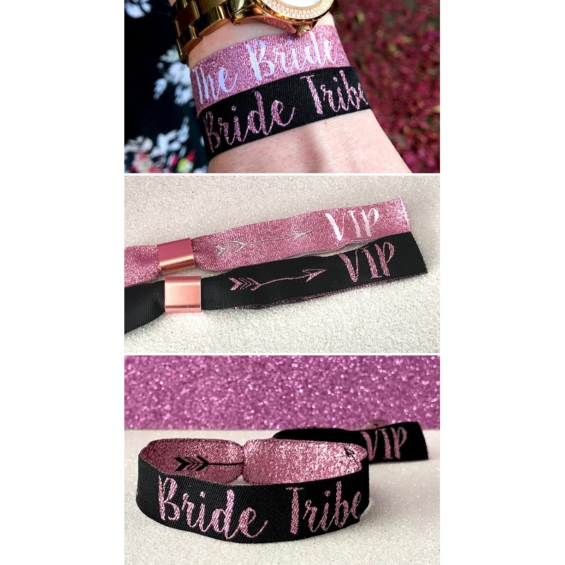 BRIDE TRIBE 'ROSE GOLD' Hen Party Wristbands (Pack of 10)