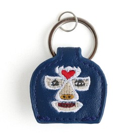 GYM MASTER Key Cover, Key Cover, Key Holder, Masked Wrestler, Synthetic Leather, Embroidery, Blue, Black, Gray, 52/blue
