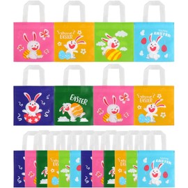 LOKIPA Easter Bags,24 Easter Non Woven Sweet Gift Treat Tote Bags with Handles for Kids