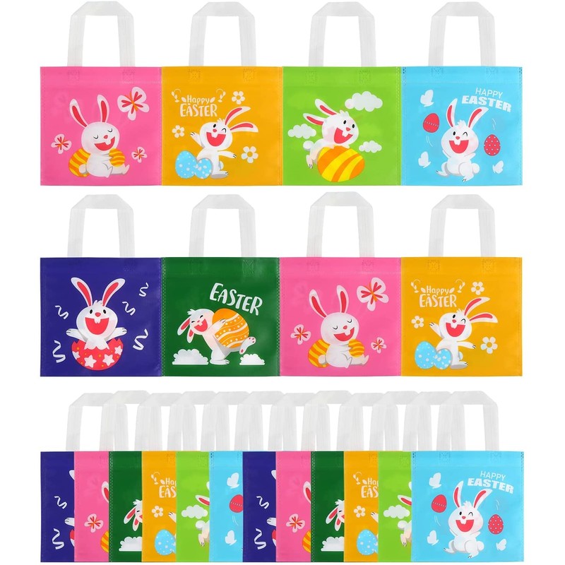 LOKIPA Easter Bags,24 Easter Non Woven Sweet Gift Treat Tote