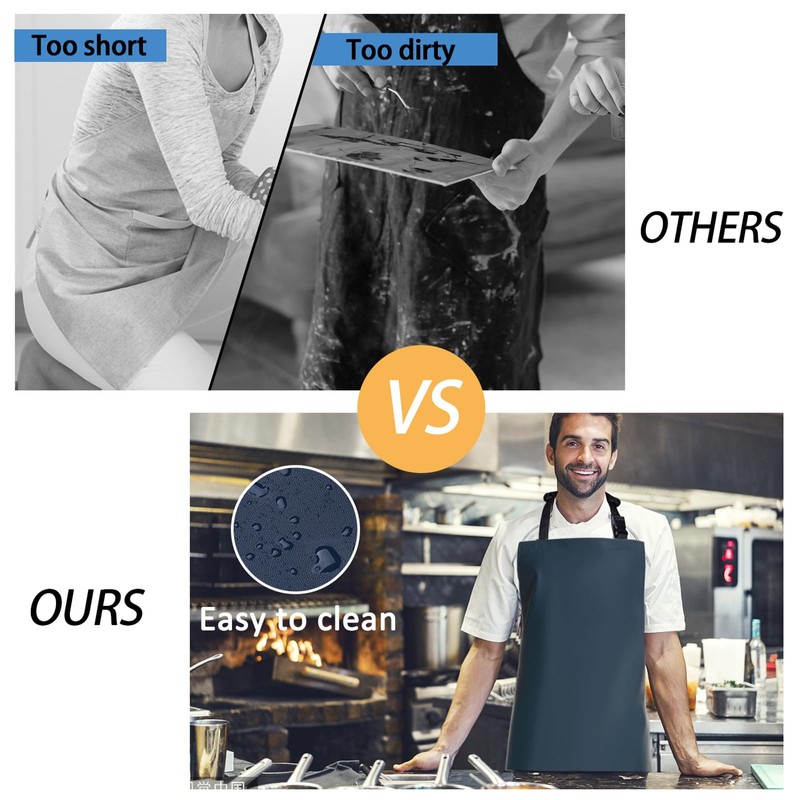 Homsolver 2 Pack Waterproof Rubber Vinyl Apron Chemical Resistant Work