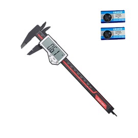Iseebiz Vernier Caliper Digital Caliper 5.9 inches (150 mm) High Precision Vernier Caliper Capital Letter Carbon Fiber Measuring Tool Inner Diameter Depth Step Measurement Zero Reset Waterproof