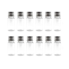 12Pcs 10ml/20ml Empty Refillable Clear Plastic Bottle with Aluminum Screw Cap Travel Small Container (10 ML)