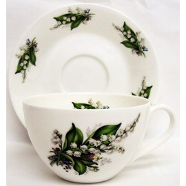Lily of The Valley Breakfast Cup & Saucer Fine Bone China Lilies Large Cup Saucer Set Hand Decorated in UK