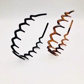 Junfamilee 2Pcs Black Brown Zigzag Headband Headband with Teeth Tooth Headband for Women Plastic Wavy Hair Comb Headband Zig Zag Plastic Tooth Hair Comb Plastic Headband for Hair Accessories