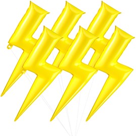 6 Pcs Lightning Balloons 45 Inch Yellow Flash Mylar Foil Balloons For Party Thunder Lightning Shape Floatable Balloons For Boys Electric Birthday Party Wedding Graduation Baby Shower Decors