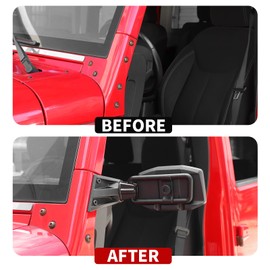 JeCar JK Mirrors Doors Off Quick Release Side View Mirrors Exterior Accessories Compatible with Jeep Wrangler JK JKU 2007-2018, Wider View No Vibrate & Wobble