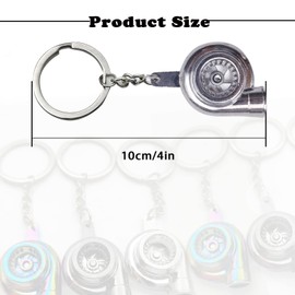 TEMI Turbo Turbocharger Keychain- Key Chain Ring Spinning TurboTurbocharger Keychain Compressor Key Chain Ring Keyring Keyfob(silver)