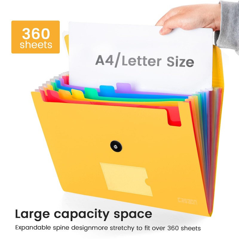 13 Pocket Expanding File Folder Accordian File Organizer, A4 Letter