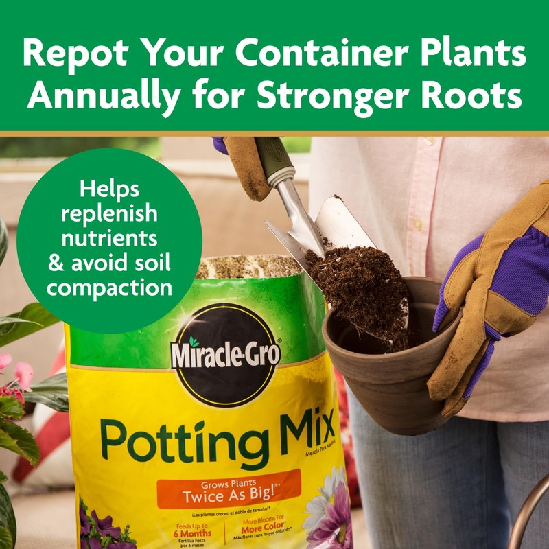 Miracle-Gro Potting Mix, For Container Plants, Flowers, Vegetables, Shrubs, Annuals,
