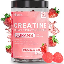 Creatine Monohydrate Gummies for Men & Women, 5g Creatine Per Serving | Enhanced Muscle Growth, Strength, Focus and Recovery, Low Calorie, Sugar Free, No Artificial Colours - Strawberry Burst Flavour 120 Gummies