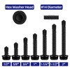 #14 x 1 Hex Washer Head Self Tapping Screws, TEK