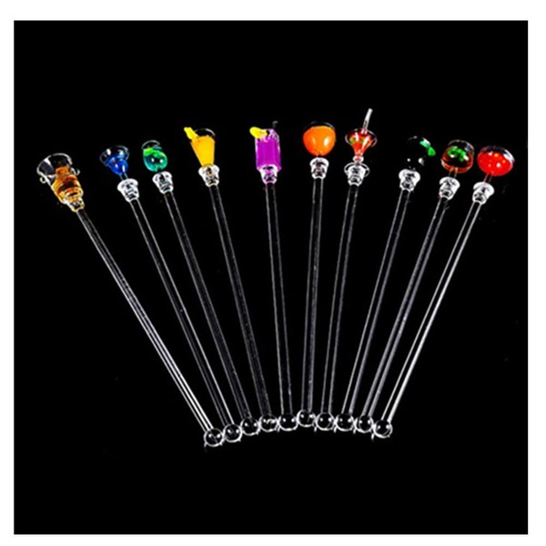 Pack of 10 Cocktail Stirrers, 23 cm Cocktail Stirrers Made of Acrylic Colourful Drink Stirrer Sticks Mixing Sticks, Cocktail Colourful Cocktail Drink Ruffle