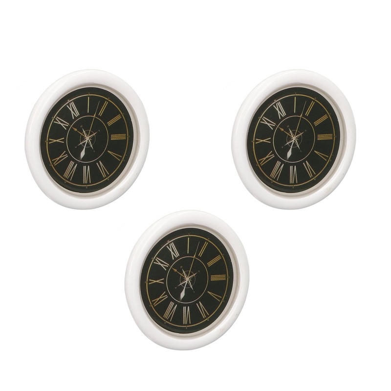 3 PCS Dollhouse Wall Clock 1:12 Dollhouse Miniature Round Wall