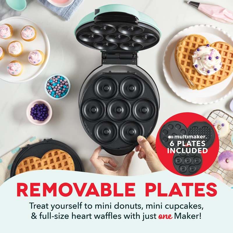 DASH MultiMaker Treat Maker System, Mini Donuts, Heart Shaped Waffle,