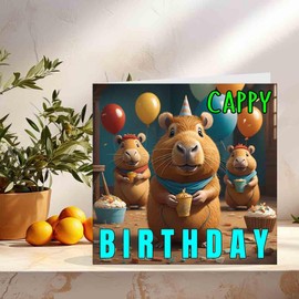Capybara Birthday Card Cute Capybaras Card - Cappy Birthday 145 x 145mm