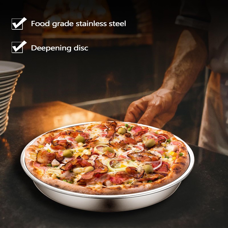 Vankey 12in Deep Dish Drip Pan, Stainless Steel Pizza Pan