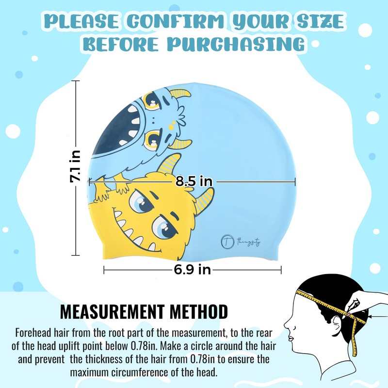 THINGSITY Kids Swim Cap - Comfortable and Durable Waterproof Hat