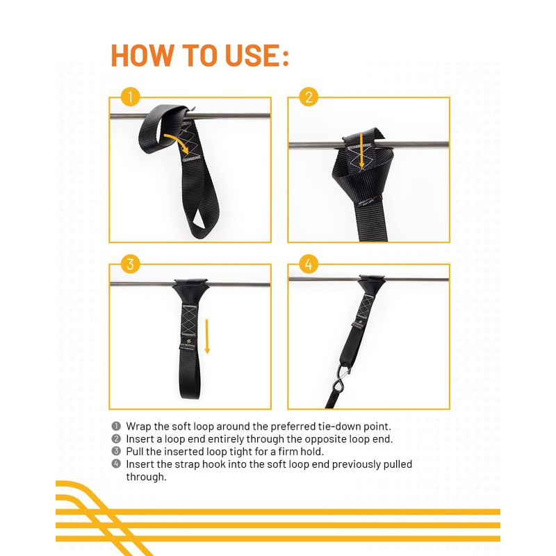 Strapinno 4pcs. Soft Loop Tie-Down Straps -1.7 in. x 17