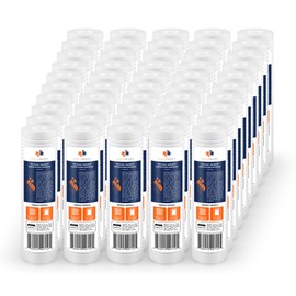 Aquaboon 5 Micron 10" x 2.5" Grooved Sediment Water Filter Replacement Cartridge for Any 10 inch RO Unit, Whole House Sediment Filtration, Compatible with P5, AP110, WFPFC5002, CFS110, RS14, 50-Pack