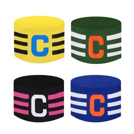 4 Pcs Captain Armband, Adjustable Captains Armband Football for Adult and Youth Multicolour Elastic Sports Arm Bands Rugby Strap Sports Arm Bands for All Athletics Events Clubs Teams