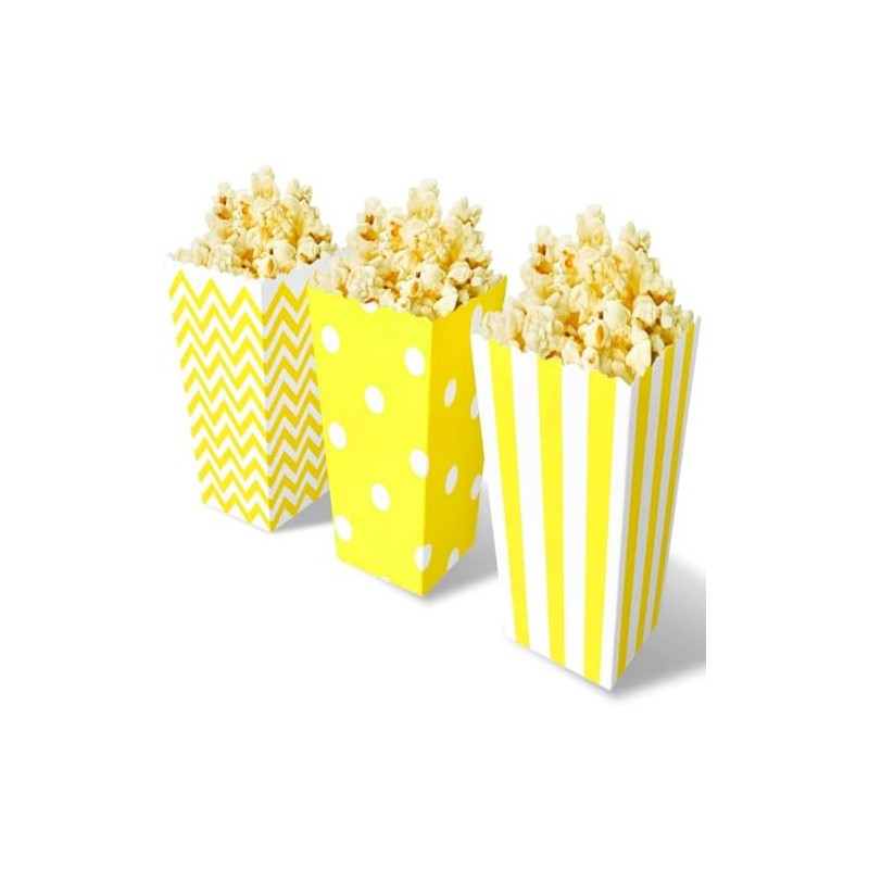 Pack of 18 Popcorn Trays, Popcorn Bags, Striped Popcorn Buckets,