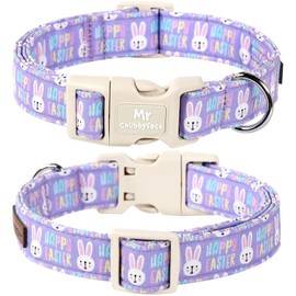 MR.CHUBBYFACE Easter Dog Collar, Cute Bunny Dog Collars, Soft Rabbit Print Pet Collar Girl Dog Collar, Adjustable Durable Collar for Small Medium Large Dogs