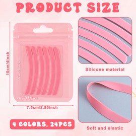 24 Pcs Lash Lift Rods Ribbon Kit Silicone Lash Lift Pads Reusable Lashs Lifting Shields Soft Eyelash Tapes Eyelash Lifting Compensator Eyelashes Perming Pads (4 Colors)