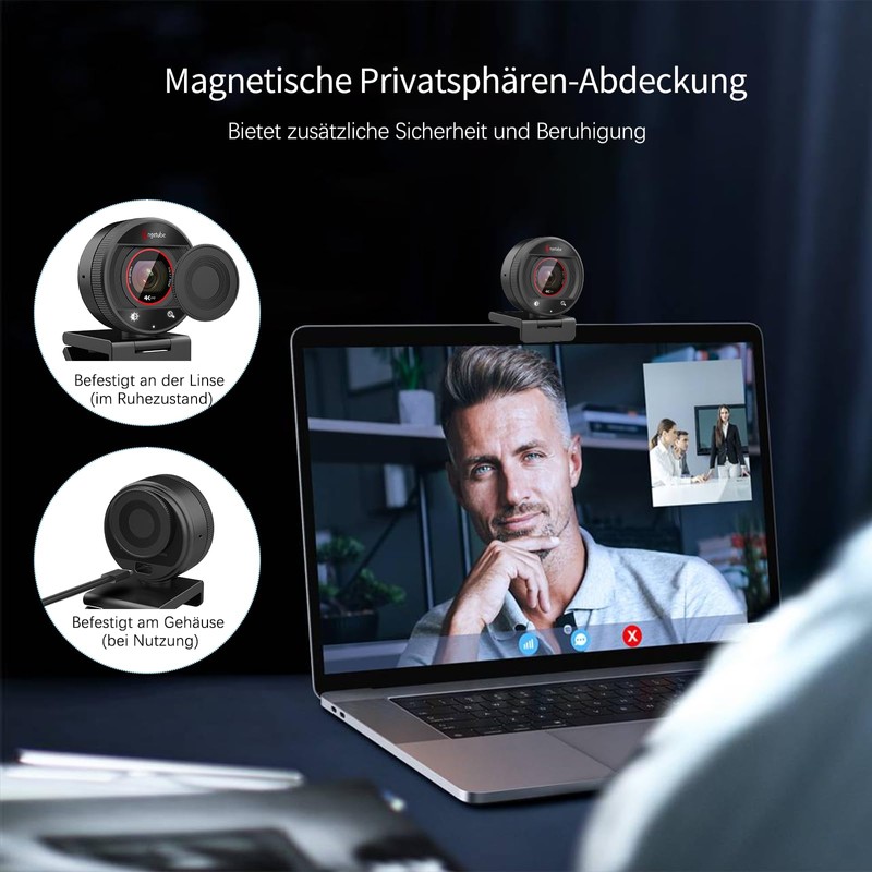 Angetube 4K Webcam for PC, 1080P@60FPS Streaming Camera with PDAF