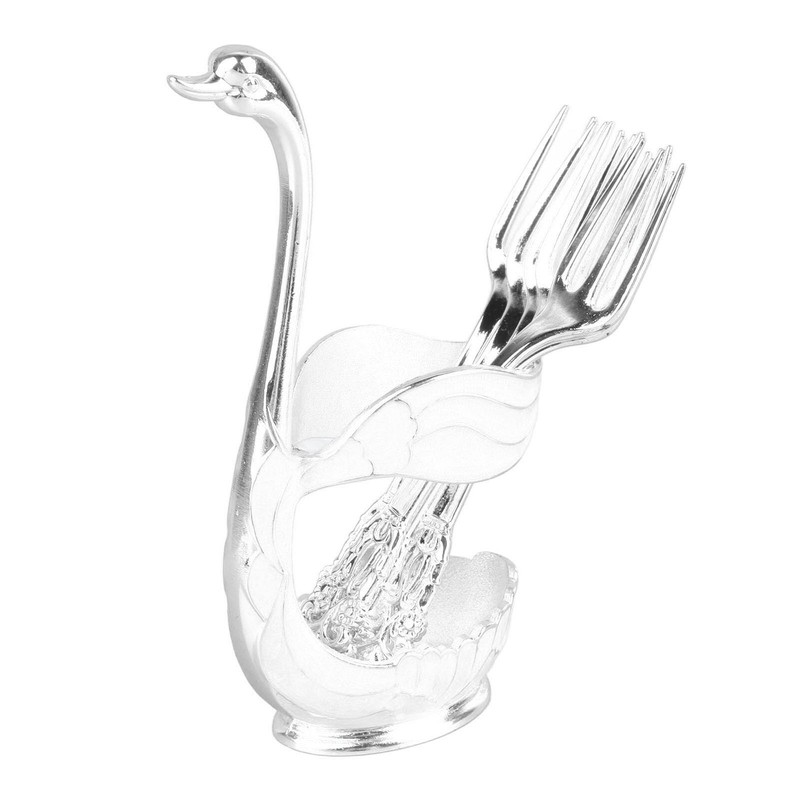 Coffee Spoon Holder Elegant Swan Shaped Alloy Mirror Polish Rich