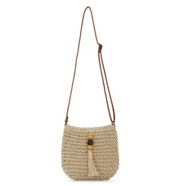 Fecialy Straw Crossbody Bags for Women Handwoven Summer Beach Purse Woven Raffia Wicker Bag Vacation Clutch with Tassels