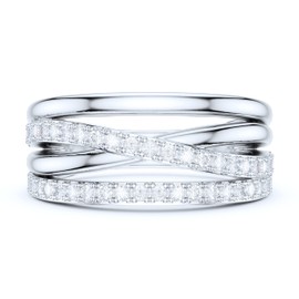 PRSTANI 8.5mm Wide Sterling Silver Criss Cross Infinite Simulated Round Brilliant Cut Diamonds Wedding Ring (7)