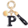 XGALBLA Initial letter Keychains for Women Black Bling Sparkly Cute