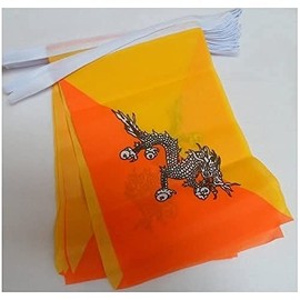AZ FLAG - Bhutan Flag Chain 6 Metres with 20 Flags - 21 x 14 cm - Kingdom of Bhutan Garland Flag Chain 14 x 21 cm