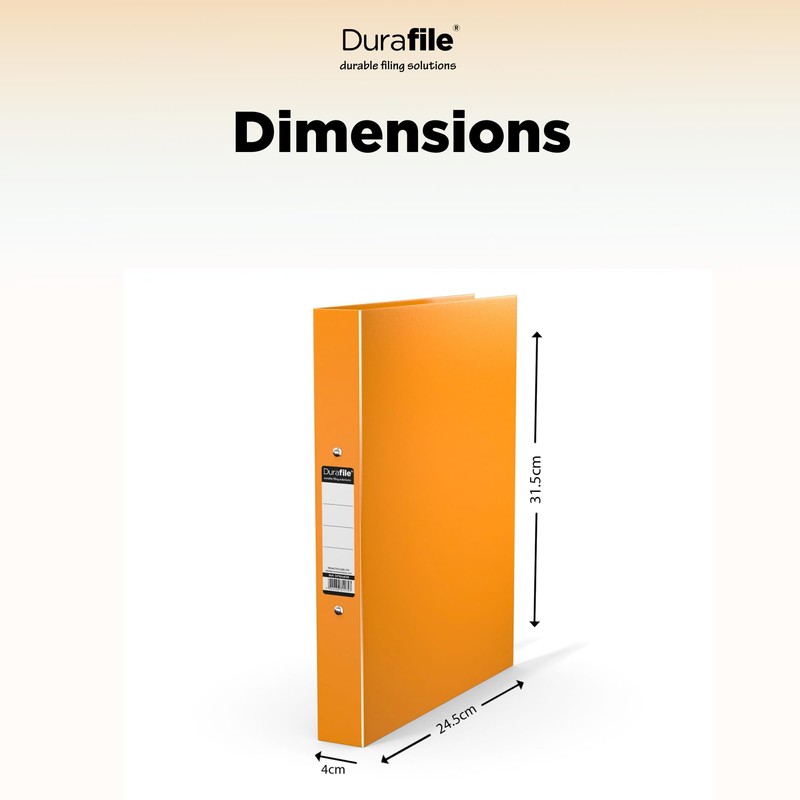 Durafile Ring Binder A4 File, Orange, Single File Folder Organiser,