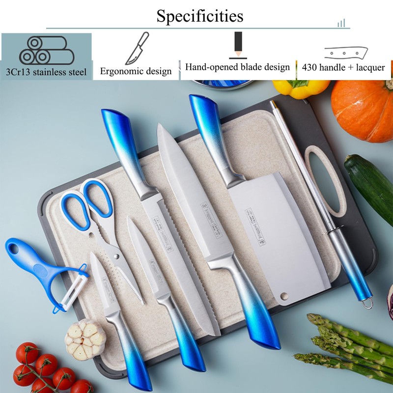 Knife Set, 9-Piece Kitchen Knife Set with Sharpener,Scissors, Dishwasher Safe