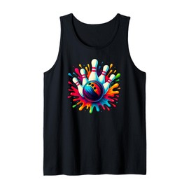 Colorful Bowling Game Day Bowling Cute Colorsplash Ball Tank Top