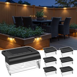 TIJNN Solar Deck Light, Solar Fence Lights Outdoor Waterproof led, Backyard Essentials Patio Decor, Stair, Step, Patio, and Pathway(Warm White)- 6 Pack