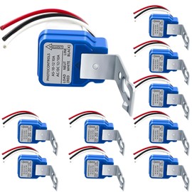 10 Pack AC DC 12V 10A Auto On/Off Photocell Light Switch Photocell Photo Switch Photoelectric Switch Photocell Control Light Sensor Switch Dusk to Dawn Photocell Sensor for Outdoor Lighting Fixtures