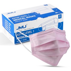 JMU 50pcs Disposable Face Masks Pink, 3-ply Protection Medical Masks, ASTM Level 1
