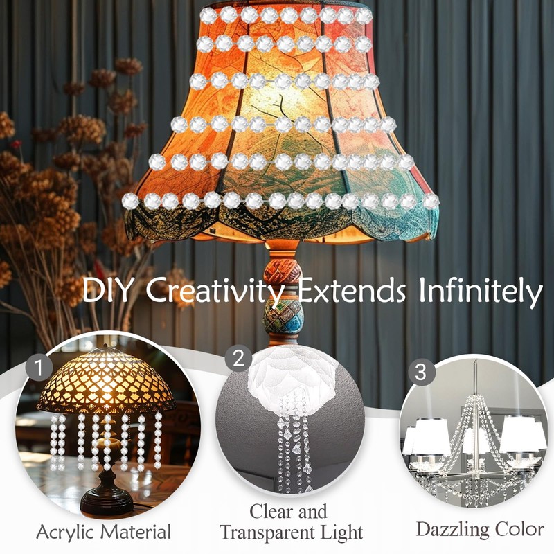 99 Ft Crystal Garland Beads String, Hanging Clear Acrylic Strands,