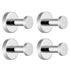 APLusee Polished Chrome Hand Towel Hook, 4 Pack 304 Stainless Steel Storage Coat Hook for Toilet Bathroom Kitchen, Home Accessories Wall Mounted