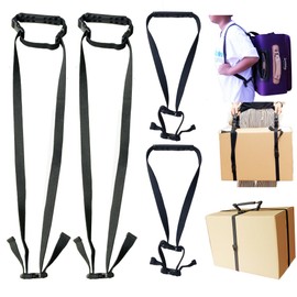 Moving Straps Carry Strap Lifting with Handle for 1 or 2 Mover | Adjustable and Strong | for Easy, Safe, Secure Carrying Boxes,Tent,Luggage,Beach Chairs,Book,Hand Shoulder Back,Black,Up to 100 LBS