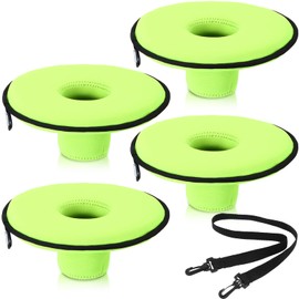 Honeydak Floating Drink Holder 4 Pieces Neoprene Floating Cooler Inflatable Drink Holder Floating Coaster Pool Drink Holder for Pool Party Water Fun(Green)