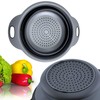 Small Food Strainer for Kitchen - Black Silicone Colander with