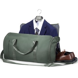 coowoz Garment Bags for Travel Foldable Travel Bag Carry On Garment Duffle Bags Women Men,2 in 1 Hanging Dress Suit Dance Overnight Bag with Shoe Compartment for Business trip,Performances,Olive Green