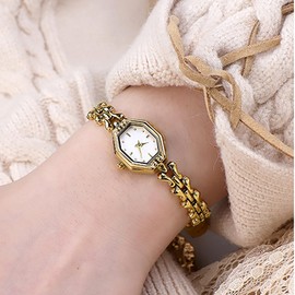 BESTKANG Ladies Exquisite Luxury Watch Vintage Bracelet Waterproof Watch Fashion Dress Quartz Watches for Women (Gold White)