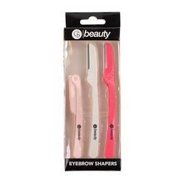 CS Beauty Eyebrow Shapers Set, 3-Pack, Pink/White/Coral - Razor Facial Hair Remover Shaver Trimmer